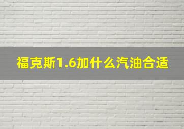 福克斯1.6加什么汽油合适