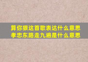 算你狠这首歌表达什么意思孝忠东路走九遍是什么意思