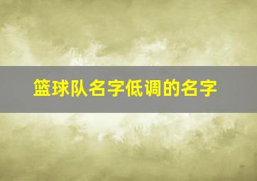 篮球队名字低调的名字