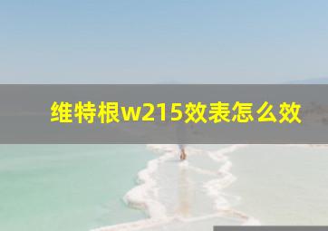 维特根w215效表怎么效