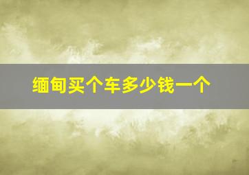 缅甸买个车多少钱一个