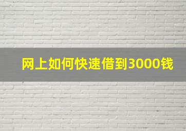 网上如何快速借到3000钱