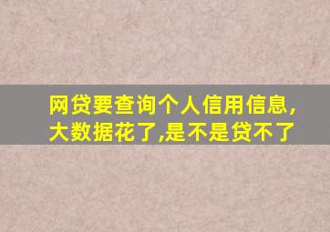 网贷要查询个人信用信息,大数据花了,是不是贷不了