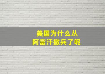 美国为什么从阿富汗撤兵了呢