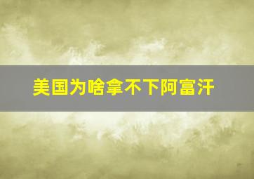 美国为啥拿不下阿富汗