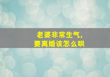 老婆非常生气,要离婚该怎么哄