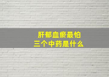 肝郁血瘀最怕三个中药是什么