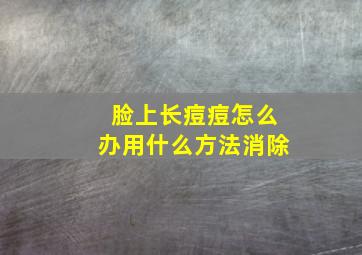 脸上长痘痘怎么办用什么方法消除