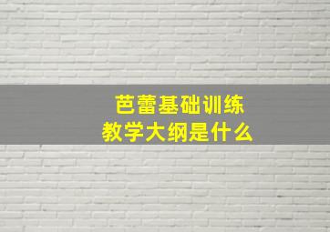 芭蕾基础训练教学大纲是什么