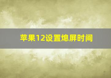 苹果12设置熄屏时间