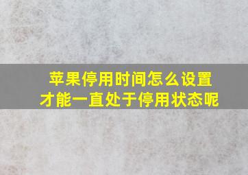 苹果停用时间怎么设置才能一直处于停用状态呢