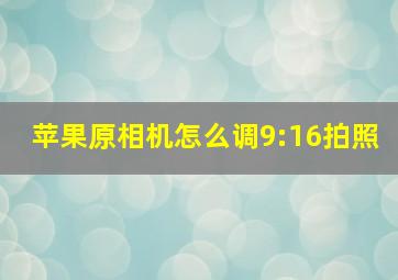 苹果原相机怎么调9:16拍照