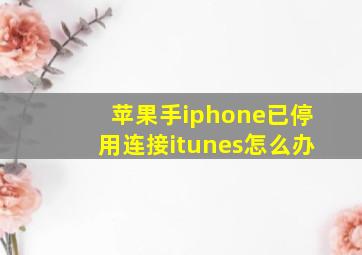 苹果手iphone已停用连接itunes怎么办