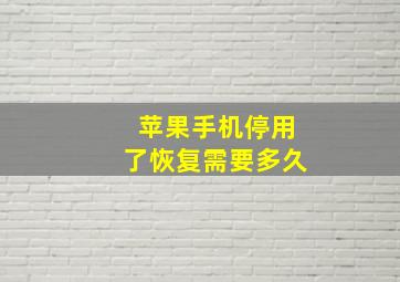 苹果手机停用了恢复需要多久