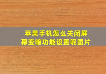 苹果手机怎么关闭屏幕变暗功能设置呢图片