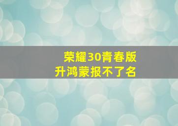 荣耀30青春版升鸿蒙报不了名