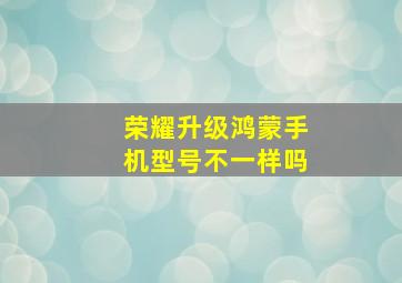 荣耀升级鸿蒙手机型号不一样吗