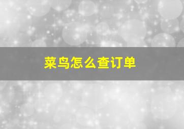 菜鸟怎么查订单