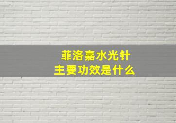 菲洛嘉水光针主要功效是什么