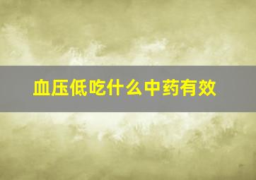 血压低吃什么中药有效