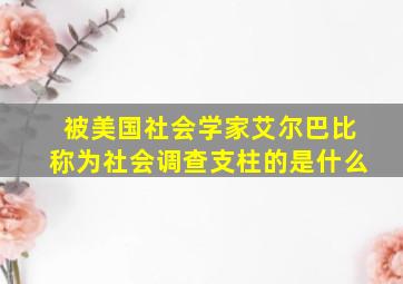 被美国社会学家艾尔巴比称为社会调查支柱的是什么