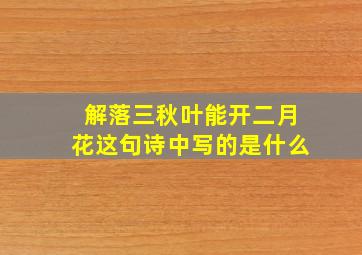 解落三秋叶能开二月花这句诗中写的是什么