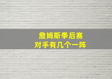 詹姆斯季后赛对手有几个一阵