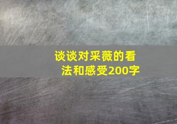 谈谈对采薇的看法和感受200字