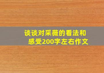 谈谈对采薇的看法和感受200字左右作文