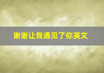 谢谢让我遇见了你英文