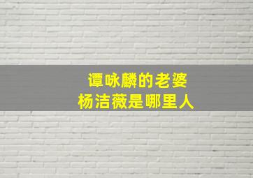 谭咏麟的老婆杨洁薇是哪里人