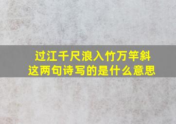 过江千尺浪入竹万竿斜这两句诗写的是什么意思