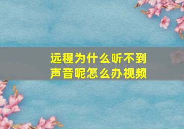 远程为什么听不到声音呢怎么办视频