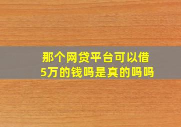 那个网贷平台可以借5万的钱吗是真的吗吗