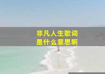 非凡人生歌词是什么意思啊