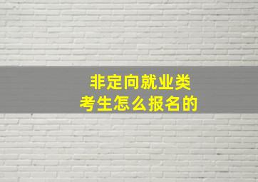 非定向就业类考生怎么报名的