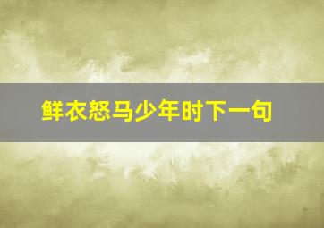 鲜衣怒马少年时下一句