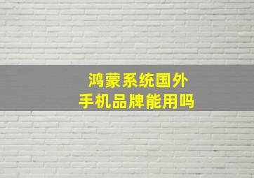 鸿蒙系统国外手机品牌能用吗