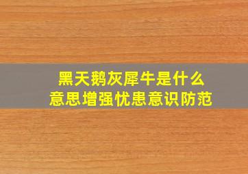 黑天鹅灰犀牛是什么意思增强忧患意识防范